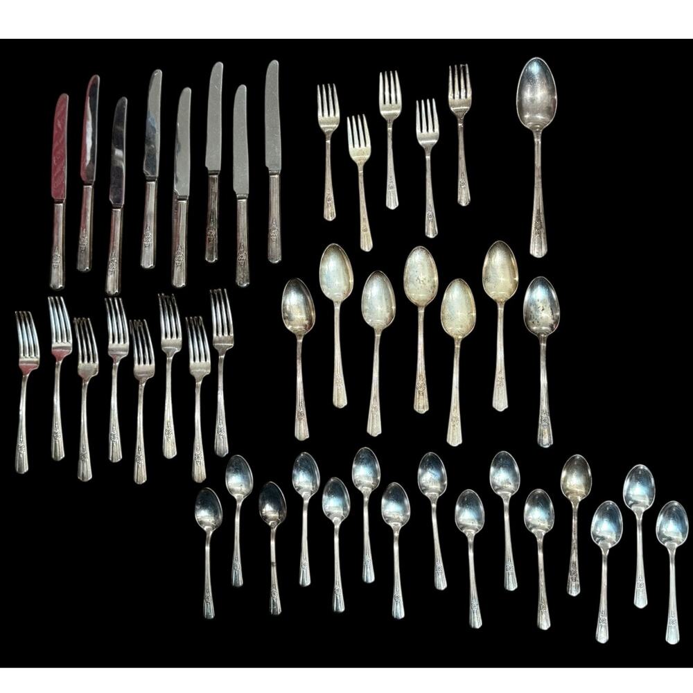 William Rogers Desire Overlaid International Silverplate 44 Pc Flatware Set READ